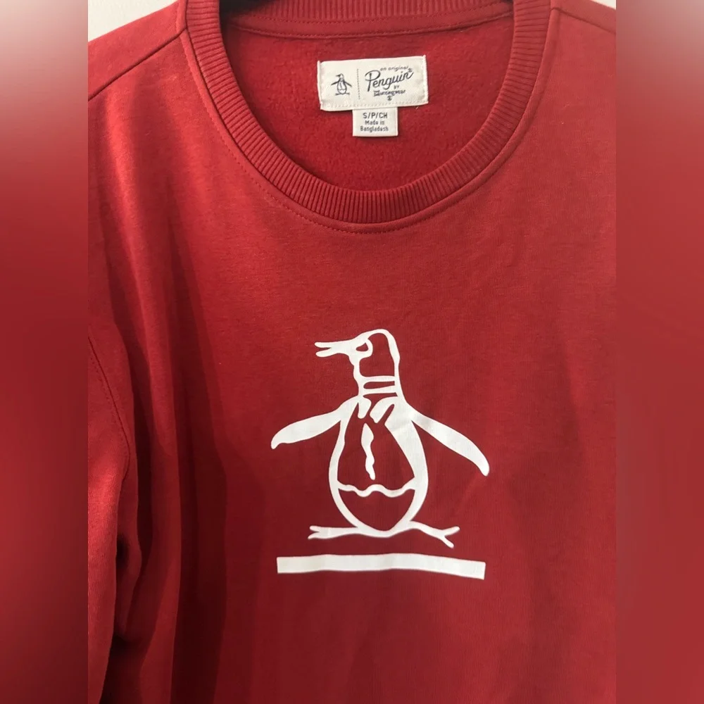 Original Penguin Men Small Pullover Sweater Red Poly/Cotton